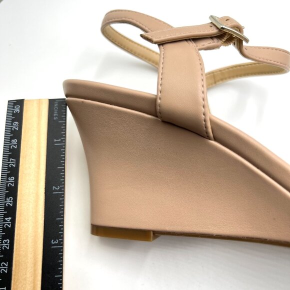 9.5W 9.5 WIDE WIDTH Naturalizer Womens Bristol Wedge Beige Tan Nude Heels Shoes - Picture 11 of 12